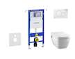 Geberit Duofix - Modul pro závěsné WC s tlačítkem Sigma01, alpská bílá + Tece One - sprchovací toaleta a sedátko, Rimless, SoftC