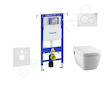 Geberit Duofix - Modul pro závěsné WC s tlačítkem Sigma01, alpská bílá + Tece One - sprchovací toaleta a sedátko, Rimless, SoftC
