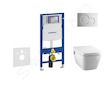 Geberit Duofix - Modul pro závěsné WC s tlačítkem Sigma01, lesklý chrom + Tece One - sprchovací toaleta a sedátko, Rimless, Soft