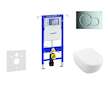 Geberit Duofix - Modul pro závěsné WC s tlačítkem Sigma01, lesklý chrom + Villeroy Boch - WC a sedátko, DirectFlush, SoftClose, 