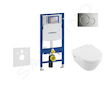Geberit Duofix - Modul pro závěsné WC s tlačítkem Sigma01, lesklý chrom + Villeroy Boch - WC a sedátko, DirectFlush, SoftClose, 