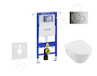 Geberit Duofix - Modul pro závěsné WC s tlačítkem Sigma01, lesklý chrom + Villeroy Boch - WC a sedátko, DirectFlush, SoftClose, 