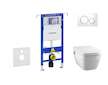 Geberit Duofix - Modul pro závěsné WC s tlačítkem Sigma20, bílá/lesklý chrom + Tece One - sprchovací toaleta a sedátko, Rimless,