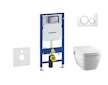 Geberit Duofix - Modul pro závěsné WC s tlačítkem Sigma20, bílá/lesklý chrom + Tece One - sprchovací toaleta a sedátko, Rimless,