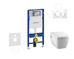Geberit Duofix - Modul pro závěsné WC s tlačítkem Sigma20, bílá/lesklý chrom + Tece One - sprchovací toaleta a sedátko, Rimless,