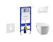 Geberit Duofix - Modul pro závěsné WC s tlačítkem Sigma30, bílá/lesklý chrom + Tece One - sprchovací toaleta a sedátko, Rimless,