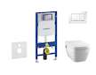 Geberit Duofix - Modul pro závěsné WC s tlačítkem Sigma30, bílá/lesklý chrom + Tece One - sprchovací toaleta a sedátko, Rimless,