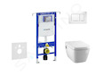 Geberit Duofix - Modul pro závěsné WC s tlačítkem Sigma30, bílá/lesklý chrom + Tece One - sprchovací toaleta a sedátko, Rimless,