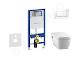 Geberit Duofix - Modul pro závěsné WC s tlačítkem Sigma30, bílá/lesklý chrom + Tece One - sprchovací toaleta a sedátko, Rimless,