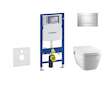 Geberit Duofix - Modul pro závěsné WC s tlačítkem Sigma30, lesklý chrom/chrom mat + Tece One - sprchovací toaleta a sedátko, Rim