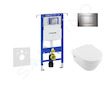 Geberit Duofix - Modul pro závěsné WC s tlačítkem Sigma30, lesklý chrom/chrom mat + Villeroy Boch - WC a sedátko, DirectFlush, S