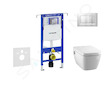 Geberit Duofix - Modul pro závěsné WC s tlačítkem Sigma30, matný chrom/chrom + Tece One - sprchovací toaleta a sedátko, Rimless,