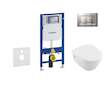 Geberit Duofix - Modul pro závěsné WC s tlačítkem Sigma30, matný chrom/chrom + Villeroy Boch - WC a sedátko, DirectFlush, SoftCl