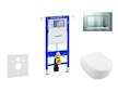 Geberit Duofix - Modul pro závěsné WC s tlačítkem Sigma30, matný chrom/chrom + Villeroy Boch - WC a sedátko, DirectFlush, SoftCl