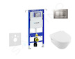 Geberit Duofix - Modul pro závěsné WC s tlačítkem Sigma30, matný chrom/chrom + Villeroy Boch - WC a sedátko, DirectFlush, SoftCl