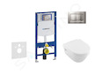 Geberit Duofix - Modul pro závěsné WC s tlačítkem Sigma30, matný chrom/chrom + Villeroy Boch - WC a sedátko, DirectFlush, SoftCl