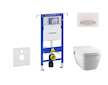 Geberit Duofix - Modul pro závěsné WC s tlačítkem Sigma50, alpská bílá + Tece One - sprchovací toaleta a sedátko, Rimless, SoftC