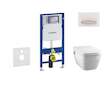 Geberit Duofix - Modul pro závěsné WC s tlačítkem Sigma50, alpská bílá + Tece One - sprchovací toaleta a sedátko, Rimless, SoftC