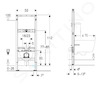 Geberit Duofix - Montážní prvek pro závěsné WC, 112 cm, s nádržkou na WC míse 111.203.00.2