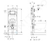 Geberit Duofix - Předstěnová instalace pro závěsné WC, se splachovací nádržkou Sigma 12 cm, s hygienickým proplachem, výška 1,2 