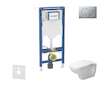 Geberit Duofix - Set předstěnové instalace, klozetu a sedátka Duravit D-Code, tlačítka Sigma01, Rimless, SoftClose, matný chrom 