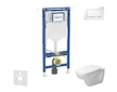 Geberit Duofix - Set předstěnové instalace, klozetu a sedátka Duravit D-Code, tlačítka Sigma20, Rimless, SoftClose, bílá/lesklý 