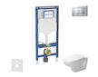 Geberit Duofix - Set předstěnové instalace, klozetu a sedátka Duravit D-Code, tlačítka Sigma20, Rimless, SoftClose, matný chrom/