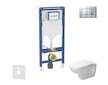 Geberit Duofix - Set předstěnové instalace, klozetu a sedátka Duravit D-Code, tlačítka Sigma30, Rimless, SoftClose, matný chrom/