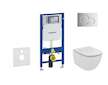 Geberit Duofix - Set předstěnové instalace, klozetu a sedátka Ideal Standard Tesi, tlačítka Sigma01, Aquablade, SoftClose, leskl