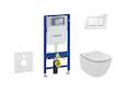 Geberit Duofix - Set předstěnové instalace, klozetu a sedátka Ideal Standard Tesi, tlačítka Sigma30,  Aquablade, SoftClose, bílá