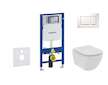 Geberit Duofix - Set předstěnové instalace, klozetu a sedátka Ideal Standard Tesi, tlačítka Sigma30, Rimless, SoftClose, bílá/ch
