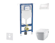 Geberit Duofix - Set předstěnové instalace, klozetu a sedátka Tece One, tlačítka Sigma20, Rimless, SoftClose, bílá/lesklý chrom 