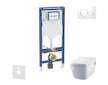 Geberit Duofix - Set předstěnové instalace, klozetu a sedátka Tece One, tlačítka Sigma20, Rimless, SoftClose, bílá/lesklý chrom