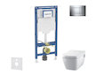 Geberit Duofix - Set předstěnové instalace, klozetu a sedátka Tece One, tlačítka Sigma20, Rimless, SoftClose, lesklý chrom/chrom