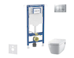 Geberit Duofix - Set předstěnové instalace, klozetu a sedátka Tece One, tlačítka Sigma20, Rimless, SoftClose, matný chrom/chrom 