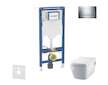 Geberit Duofix - Set předstěnové instalace, klozetu a sedátka Tece One, tlačítka Sigma30, Rimless, SoftClose, lesklý chrom/chrom