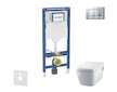 Geberit Duofix - Set předstěnové instalace, klozetu a sedátka Tece One, tlačítka Sigma30, Rimless, SoftClose, matný chrom/chrom