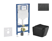 Geberit Duofix - Set předstěnové instalace, klozetu Arkas I a sedátka softclose, tlačítko Sigma20, černá lesk/černá mat SANI11CA