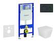 Geberit Duofix - Set předstěnové instalace, klozetu Arkas I a sedátka softclose, tlačítko Sigma20, černá lesk/černá mat SANI11CA