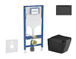 Geberit Duofix - Set předstěnové instalace, klozetu Arkas I a sedátka softclose, tlačítko Sigma20, matná černá/černá SANI11CA550