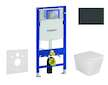 Geberit Duofix - Set předstěnové instalace, klozetu Arkas I a sedátka softclose, tlačítko Sigma30, černá lesk/černá mat SANI11CA