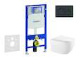 Geberit Duofix - Set předstěnové instalace, klozetu Gaia a sedátka softclose, tlačítko Sigma20, černá lesk/černá mat SANI11CA513