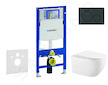 Geberit Duofix - Set předstěnové instalace, klozetu Gaia a sedátka softclose, tlačítko Sigma20, černá lesk/černá mat SANI11CA513