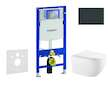 Geberit Duofix - Set předstěnové instalace, klozetu Gaia a sedátka softclose, tlačítko Sigma30, černá lesk/černá mat SANI11CA513