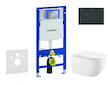 Geberit Duofix - Set předstěnové instalace, klozetu Gaia a sedátka softclose, tlačítko Sigma30, černá lesk/černá mat SANI11CA513