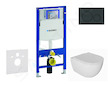 Geberit Duofix - Set předstěnové instalace, klozetu Oudee a sedátka softclose, tlačítko Sigma20, černá lesk/černá mat SANI11CA51