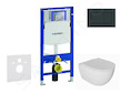 Geberit Duofix - Set předstěnové instalace, klozetu Oudee a sedátka softclose, tlačítko Sigma30, černá lesk/černá mat SANI11CA51