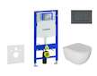 Geberit Duofix - Set předstěnové instalace, klozetu Oudee a sedátka softclose, tlačítko Sigma30, matná černá/černá SANI11CA5104