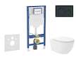 Geberit Duofix - Set předstěnové instalace, klozetu Oudee Vortex a sedátka softclose, tlačítko Sigma20, černá lesk/černá mat SAN