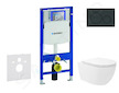 Geberit Duofix - Set předstěnové instalace, klozetu Oudee Vortex a sedátka softclose, tlačítko Sigma20, černá lesk/černá mat SAN